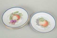 Rosenthal, Germany. Set of six porcelain plates with fruit motifs, 1930s