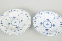 Royal Copenhagen, Blue Fluted Plain. Set of four pasta plates in porcelain.