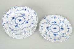 Royal Copenhagen, Blue Fluted Plain. Set of nine side dishes in porcelain.