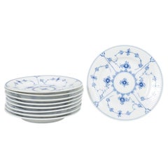 Royal Copenhagen, Blue Fluted Plain. Set of nine side dishes in porcelain.