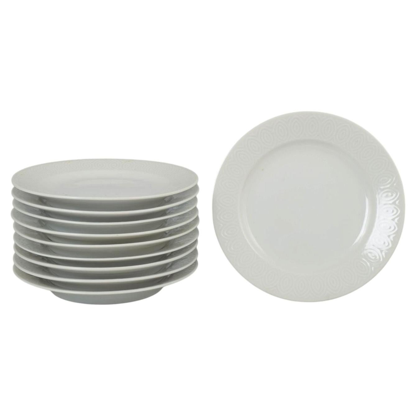 Axel Salto for Royal Copenhagen. Set of ten porcelain salad plates. 1960s/70s.