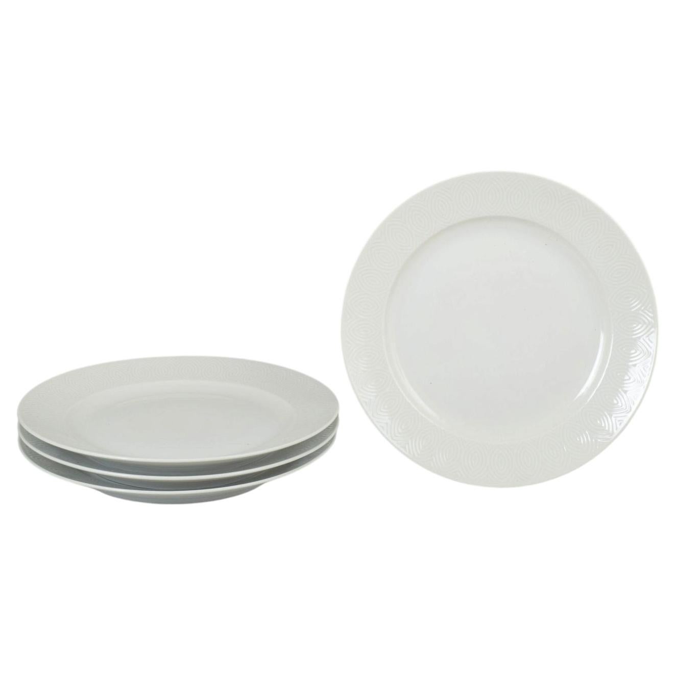 Axel Salto for Royal Copenhagen. Set four porcelain dinner plates. 1970s
