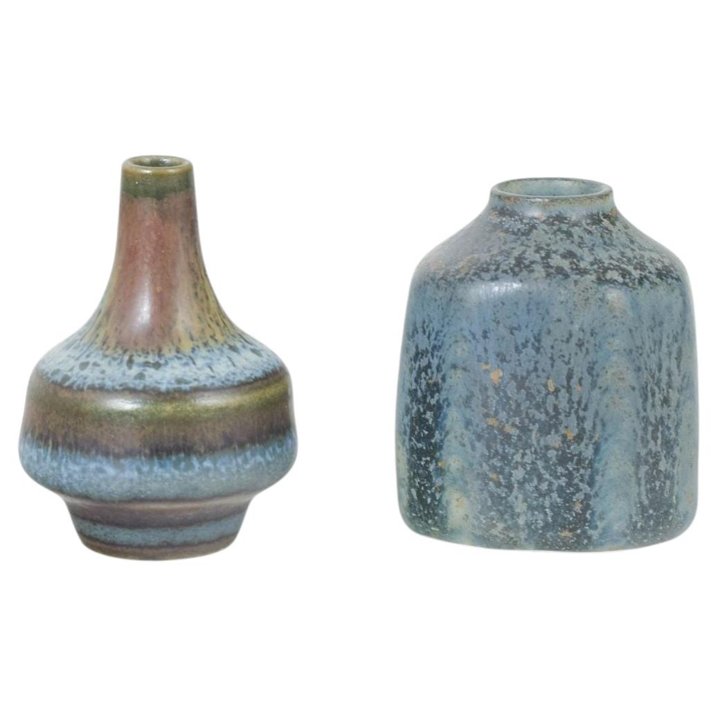 Carl-Harry Stålhane for Rörstrand. Two miniature stoneware vases, mid-20th C. For Sale