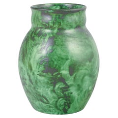 Nittsjö. Ceramic vase with marbled green glaze. Mid-20th C.