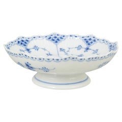 Royal Copenhagen, Blue Fluted Half Lace. Low porcelain bowl on foot. 1965