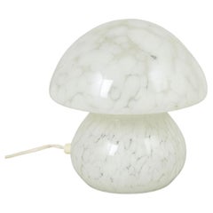 Scandinavian mushroom lamp in white marbled glass. 1980s