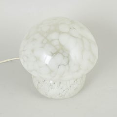 Scandinavian mushroom lamp in white marbled glass. 1980s
