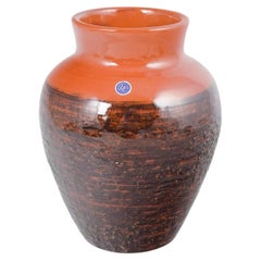 Upsala Ekeby, Sweden. Ceramic vase with brown and orange glaze, 1970s