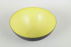 Hermann Krenchel, Denmark. Metal "Krenit" bowl with black and yellow enamel.