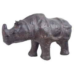 Omersa for Liberty & Co., London. Large leather rhino figurine. Mid-20th C.