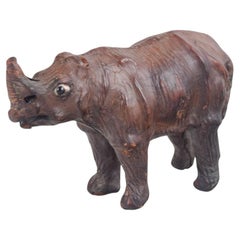 Omersa for Liberty & Co., London. Small leather rhino figurine. Mid-20th C.