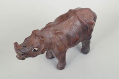 Omersa for Liberty & Co., London. Small leather rhino figurine. Mid-20th C.