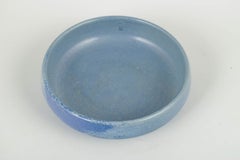 L. Hjorth, Bornholm. Low stoneware bowl with matte blue glaze, 1960s