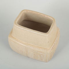 L. Hjorth, Bornholm. Ceramic vase in light glaze with geometric relief pattern.