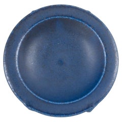 Saxbo, Denmark. Small stoneware dish in deep blue glaze. Mid-20th C.
