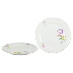 Meissen, Germany. Two porcelain plates with floral motifs.