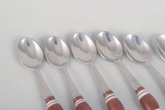 Bjørn Wiinblad for Rosenthal. Six teaspoons in stainless steel and porcelain.