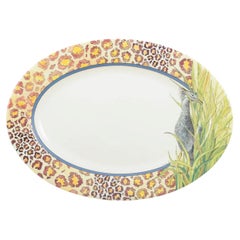 Gien, France. “Savane”, oval serving dish in faience, 1980s.