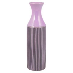 Gabriel, Sweden. Tall cylindrical vase with purple glaze and stripes. 1970s