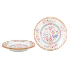 Cauldon China, England. Three deep faience plates with oriental pattern.