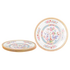 Cauldon China, England. Four faience plates with oriental floral pattern.