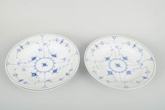 Royal Copenhagen, Blue Fluted Plain. Three deep plates in porcelain.
