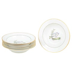 Royal Copenhagen. Set of six large deep plates with bird motifs. Early 20th C.