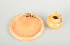 Kähler, Denmark. Set of ceramic dish and vase with uranium glaze, 1930s.