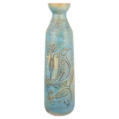 Antoni M. Zawadzki for Tilgmans Keramik. Very large floor vase with bird motif.
