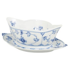 Royal Copenhagen, Blue Fluted Plain. Porcelain sauce boat, 1980s