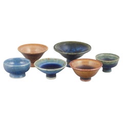 John Andersson for Höganäs. Set of six miniature bowls in stoneware, 1970/80s.