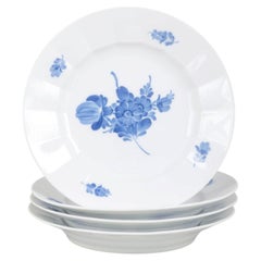 Royal Copenhagen, Blue Flower Angular. Four porcelain dinner plates. 1990s