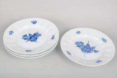 Royal Copenhagen, Blue Flower Angular. Four porcelain dinner plates. 1990s