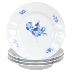Royal Copenhagen, Blue Flower Angular. Four porcelain dinner plates. 1990s