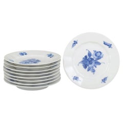 Royal Copenhagen, Blue Flower Angular. Set of nine porcelain plates, 1980s