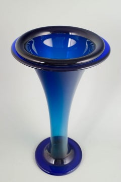 Josef Riedel, Polaun. Monumental vase in deep blue crystal glass. 1940s