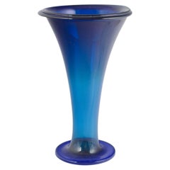 Josef Riedel, Polaun. Art Deco vase in deep blue crystal glass. 1940s