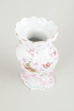 Meissen. Porcelain vase with relief decoration and Fête galante scenes. 19th C.