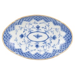 Bing & Grøndahl. Antique oval porcelain dish with Butterfly pattern. 1880s