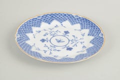 Bing & Grøndahl. Antique porcelain dinner plate with Butterfly pattern. 1880s