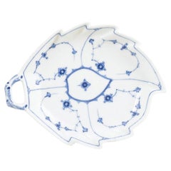Royal Copenhagen, Blue Fluted Plain. Antique leaf-shaped dish. Mid-19th C.