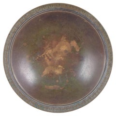 Just Andersen, Denmark. Art Deco bronze dish with border relief. 1930s