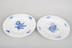 Royal Copenhagen, Blue Flower Angular. Pair of porcelain dinner plates.