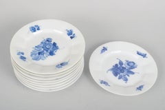 Royal Copenhagen, Blue Flower Angular. Set of nine porcelain plates. 1980s