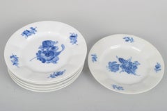 Royal Copenhagen, Blue Flower Angular. Set of six porcelain plates. 1980s