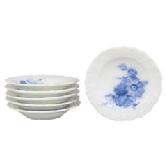 Royal Copenhagen, Blue Flower Curved. Set of six porcelain butter pats. 1960s