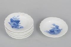 Royal Copenhagen, Blue Flower Curved. Set of six porcelain butter pats. 1960s