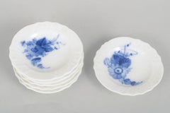 Royal Copenhagen, Blue Flower Curved. Set of six porcelain butter pats. 1960s