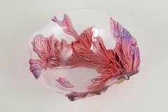 Art glass bowl with organic form and leaf-like decoration. Mid-20th C.
