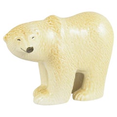 Lisa Larson pour Gustavsberg. Figurine d'ours polaire en céramique. Série « Skansen ». Années 1970